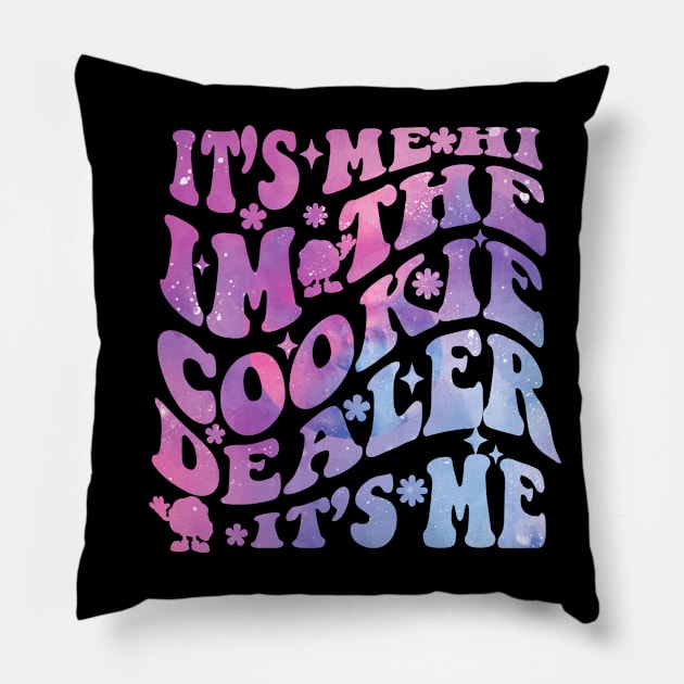 Its Me Hi Im The Cookie dealer Girls groovy scouting Troop Pillow by Emouran