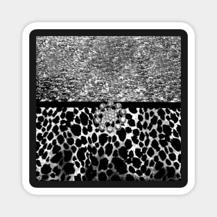 Animal Print Leopard Black and Silver Magnet