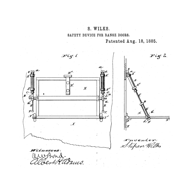 Safety Device for Range doors Vintage Patent Hand Drawing by TheYoungDesigns