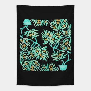 Mint Bonsai Orange Tapestry