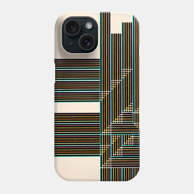 Multyplied parallel and perpendicular hand-drawn color pen lines in beige Phone Case by Ocztos Design