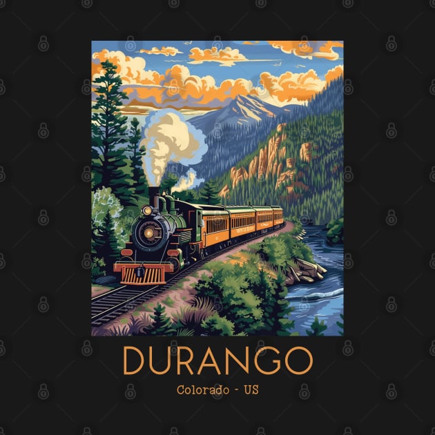 A Vintage Travel Illustration of the Durango and Silverton Narrow Gauge Railroad - Colorado - US by goodoldvintage