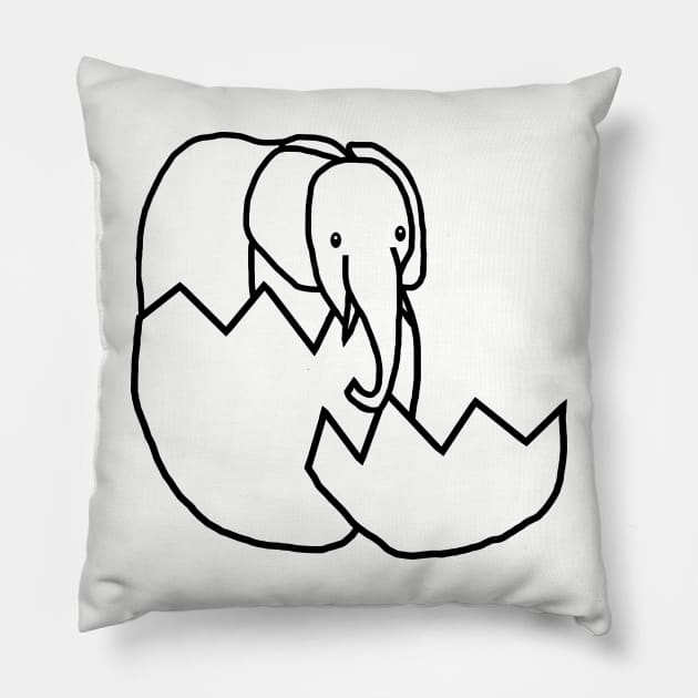 Elephant Hatching from Easter Egg Outline Pillow by ellenhenryart