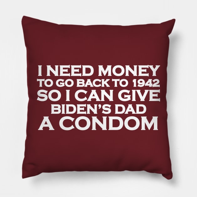 I Need Money to Go Back In Time Pillow by Meat Beat