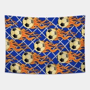 Soccer Ball On Fire Tapestry