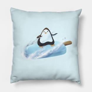 Ice Block Penguin Sledding Snowboard Pillow