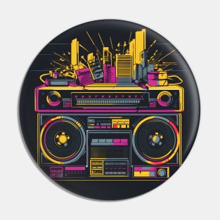 Ghetto Blaster Boom Box 80s Hip-Hop Stereo Pin