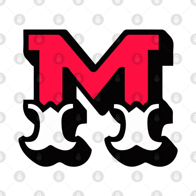 Monogram M - Alphabet Scrapbooking Red/White Circus Style by RetroGeek