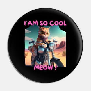 Cool cat on motorbike in desert Pin