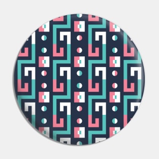 Greek Key Geometric Abstract Modern Retro Pattern Pin