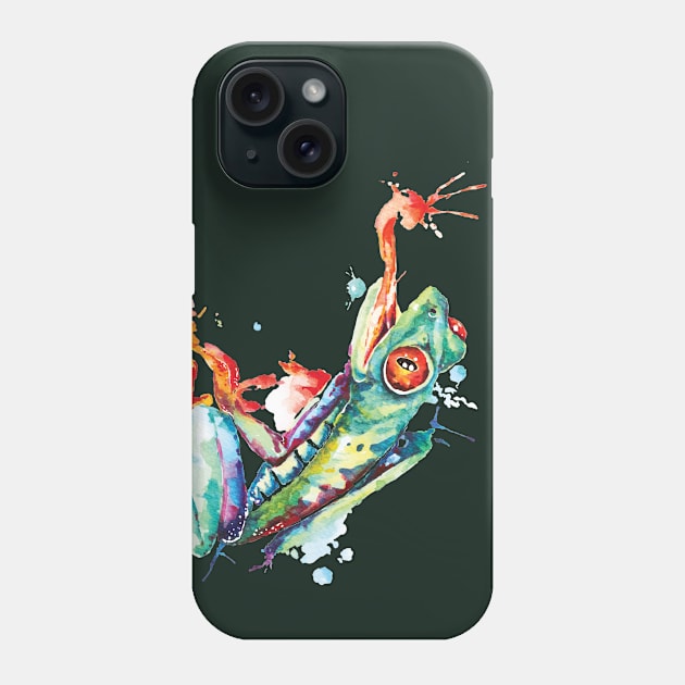 Green frog painted with watercolor Phone Case by Joy8046