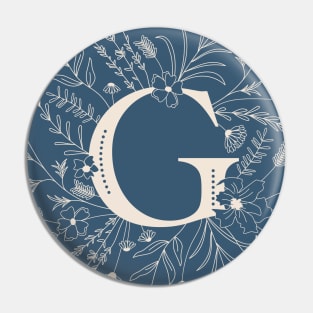 Botanical Letter G (Lake Blue) Pin