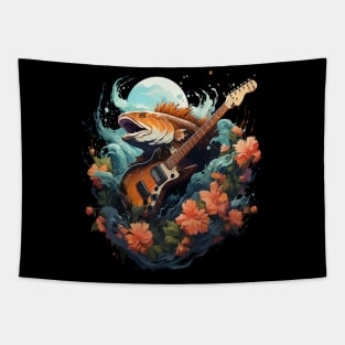 Salmon Playing Guitar Tapestry