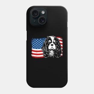 Proud Cavalier King Charles Spaniel American Flag patriotic dog Phone Case