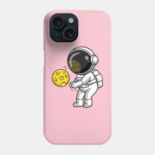 Cute Astronaut Playing Volleyball Moon Cartoon Phone Case