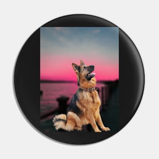 Dog,alsation,sunset Pin