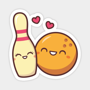 Cute Lovestruck Bowling Pin and Ball Magnet