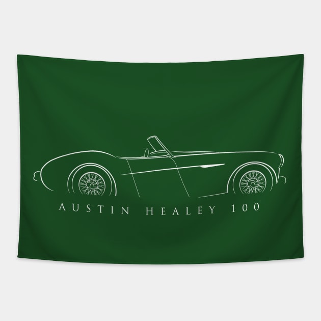 Austin Healey 100 - profile stencil, white Tapestry by mal_photography