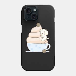 A cute puppy is on the cup of coffee. Phone Case