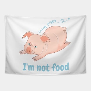 Cring piggy with light blue font color Tapestry
