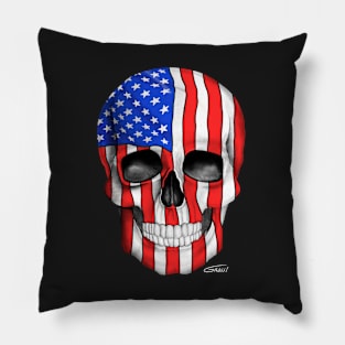 American Flag Skull (On Dark Background) Pillow