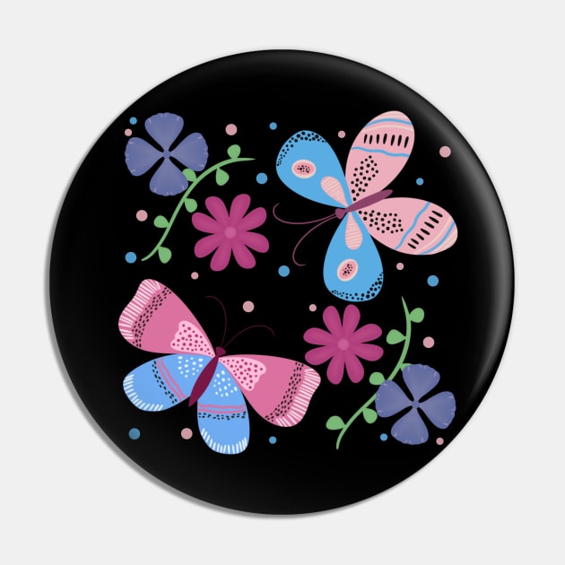 Pink and Blue Butterflies Pin by Forever Tiffany