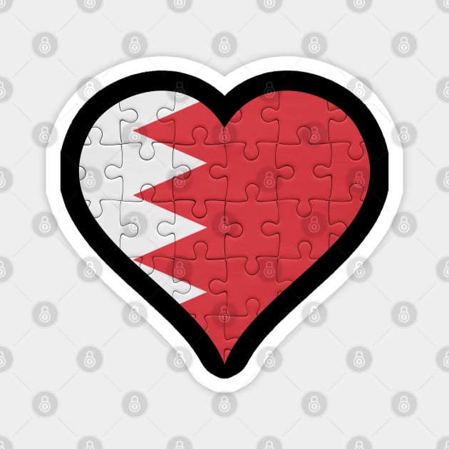 Bahraini Jigsaw Puzzle Heart Design - Gift for Bahraini With Bahrain Roots Magnet by Country Flags