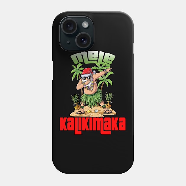 Mele Kalikimaka Christmas Santa Shaka Hawaii Phone Case by intelus