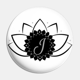 J - Lotus Flower Monogram Pin