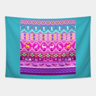 Cross stitch, ethnic pattern, Pixel Seamless, various animal patterns. Tapestry