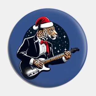 Leopard Playing Guitar Christmas Pin