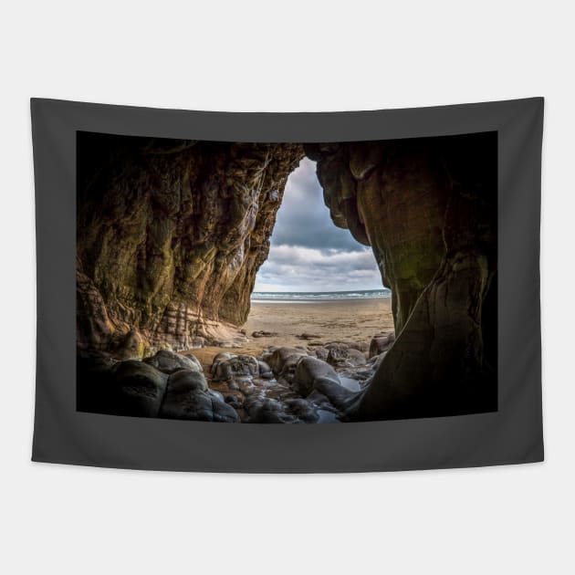 Pendine Sands Cave Tapestry by tommysphotos