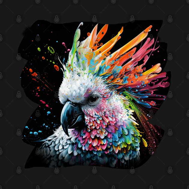 Cockatoo in rainbows by BloodRubyz