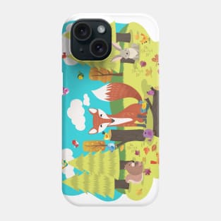 Forrest Frolic With Fox Bunny Squirrel and Birds Phone Case