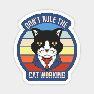 cat working retro Magnet