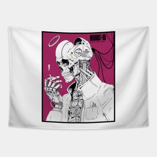 Vaporwave Cyborg Skull Urban Cool Style Tapestry