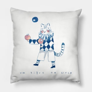 Juggling Circus Tiger in a Cute Clown Outfit Pillow