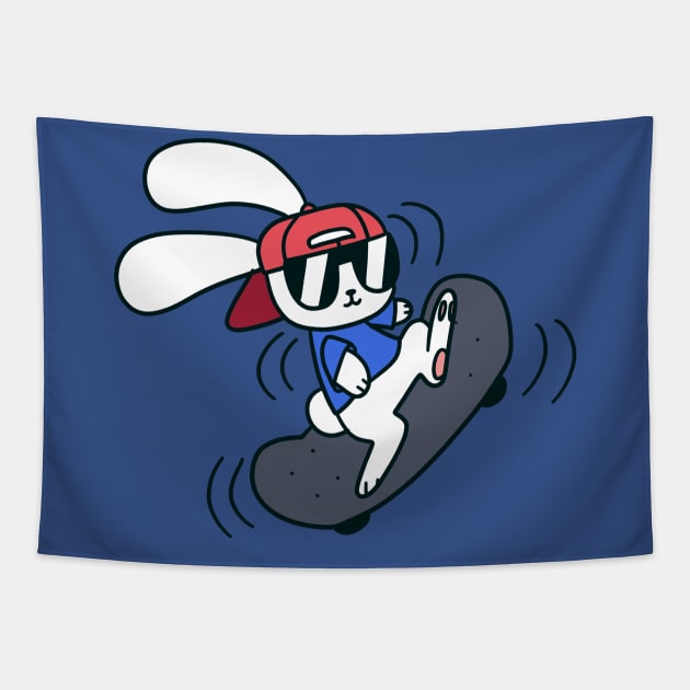 Skateboard Bunny Tapestry by saradaboru