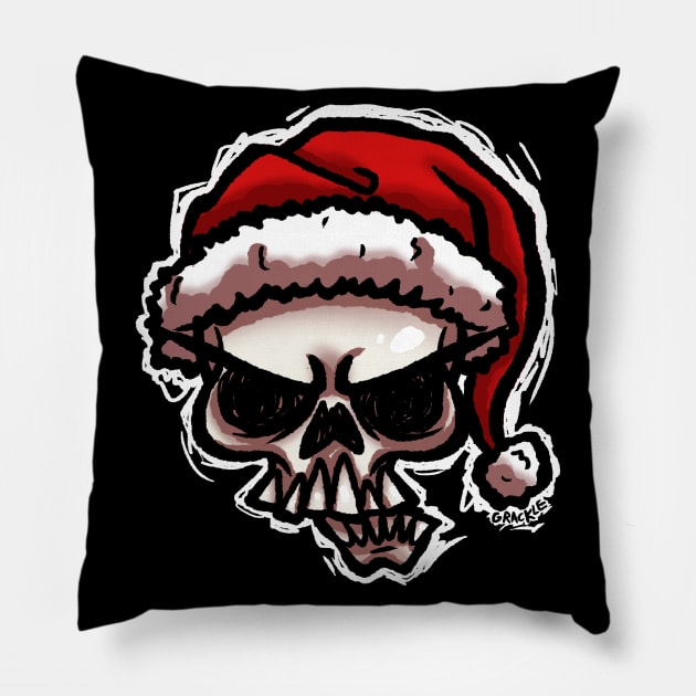 Christmas Skull Pillow by Jan Grackle