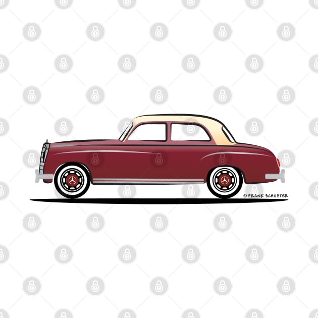 Mercedes Benz Ponton W120 Sedan Red on Tan by PauHanaDesign