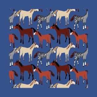 Horse pattern in dark blue T-Shirt