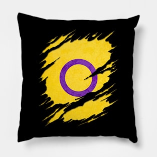 Intersex Pride Flag Ripped Reveal Pillow