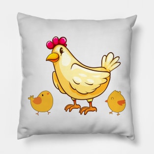 Cute Hen and Chicks Pillow