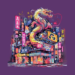 Colorful City Scene and a Dragon T-Shirt