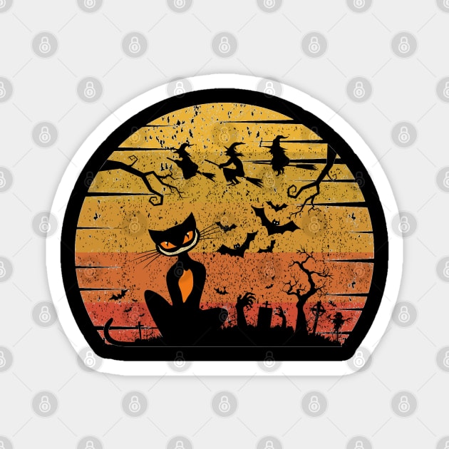 Vintage Scary Halloween Black Cat Magnet by JessArty