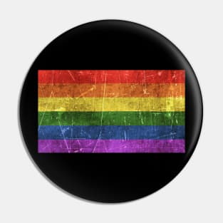 Vintage Aged and Scratched Rainbow Gay Pride Flag Pin