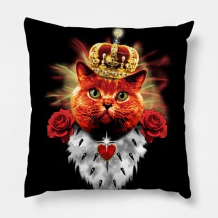 Red Cat King chic red cat crown roses love heart Margarita-Art Pillow