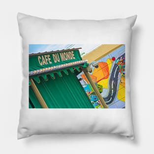 Cafe Du Monde and Mural - New Orleans Pillow