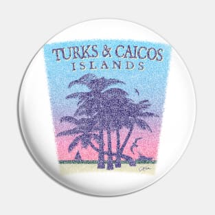 Turks & Caicos Palm Trees Beach Scene (Distressed) Pin