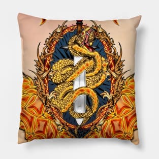 Awesome snake with sword Pillow